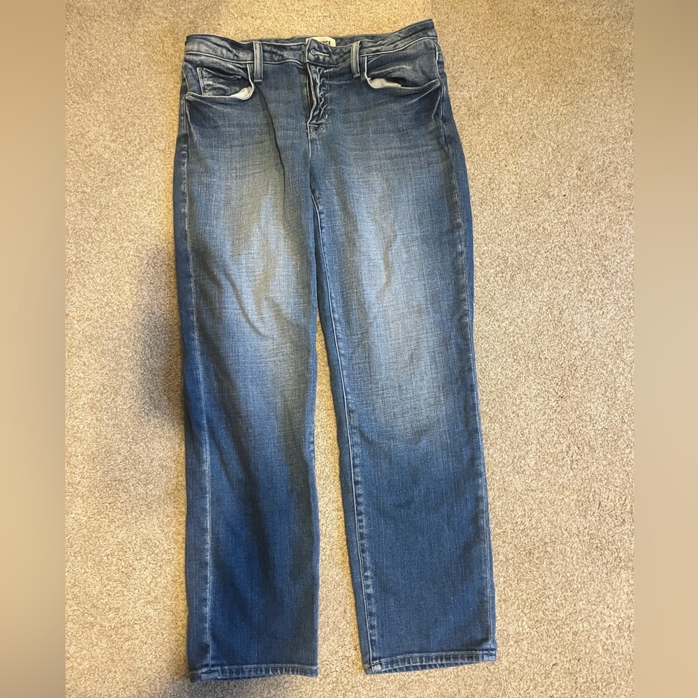L’agence crop medium wash jeans